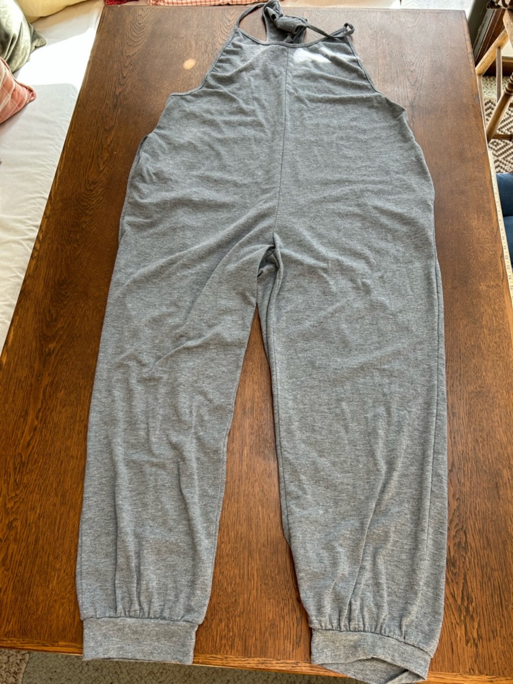 Gray Halter style Jumpsuit Romper, XL. Super soft, relax in style in soft jersey